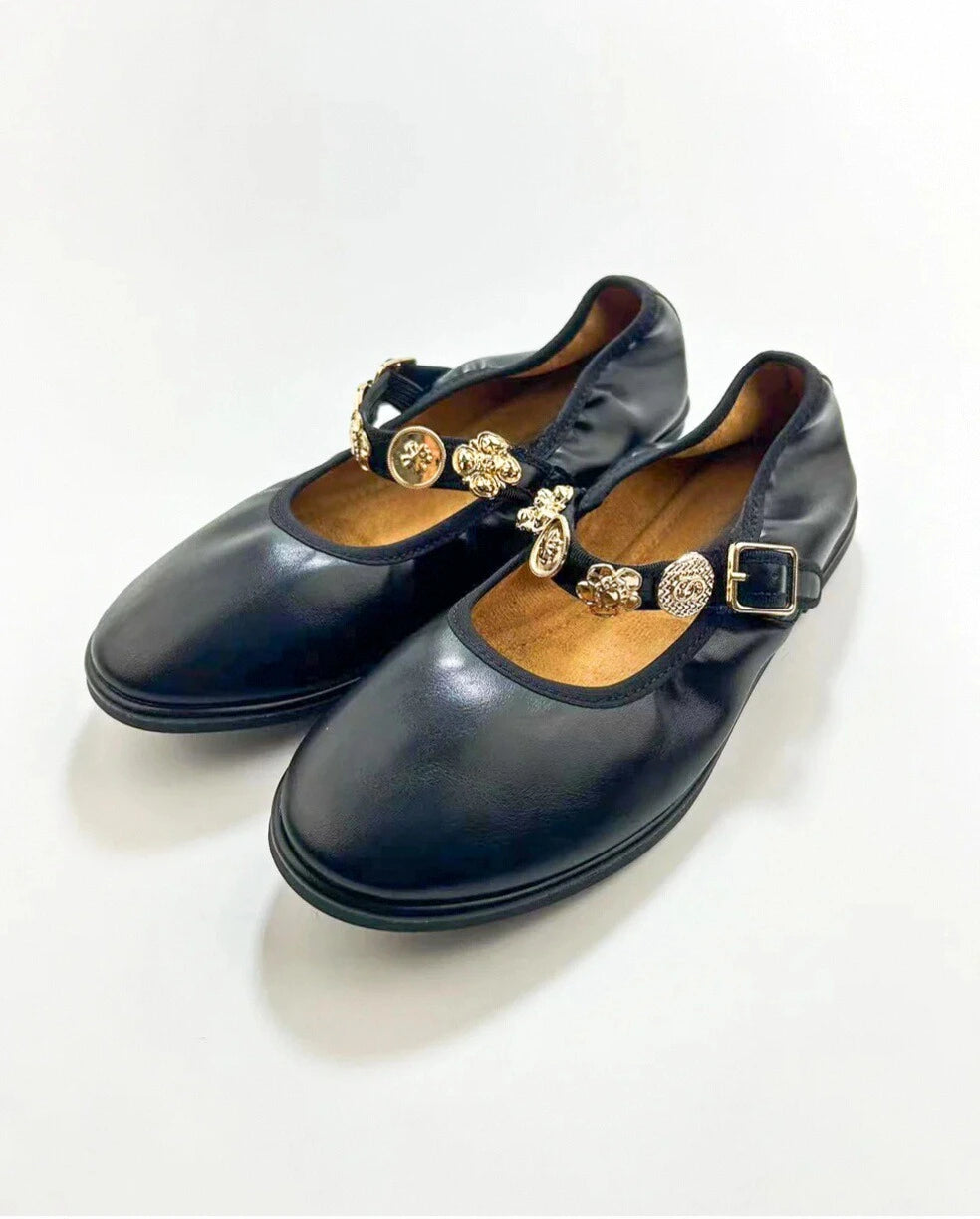 Metal Strap Round Toe Mary Janes