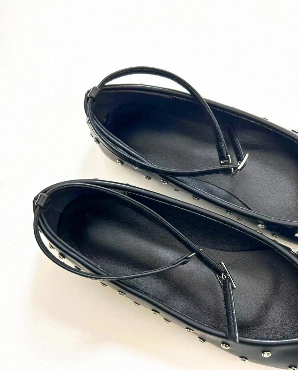Studded Point Toe Ballet Flats