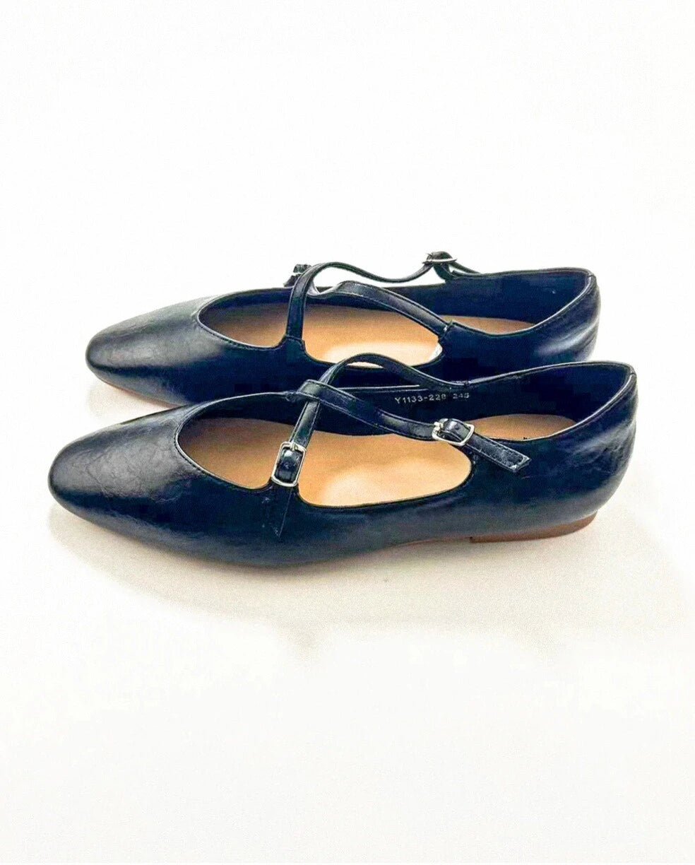 Cross Straps Point Toe Mary Janes