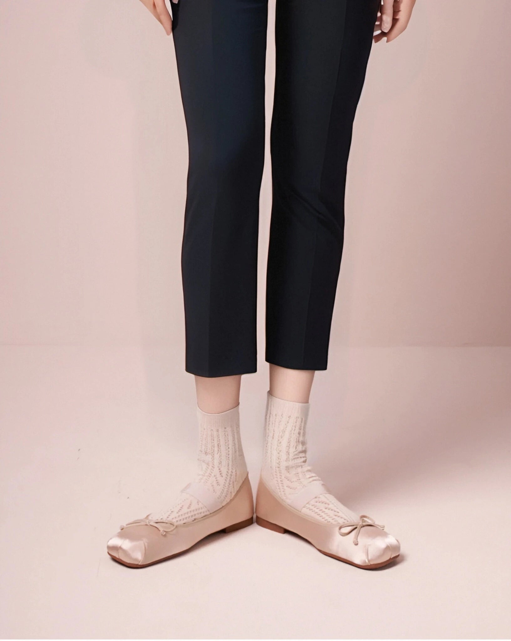 Satin Bow Tie Ballet Flats