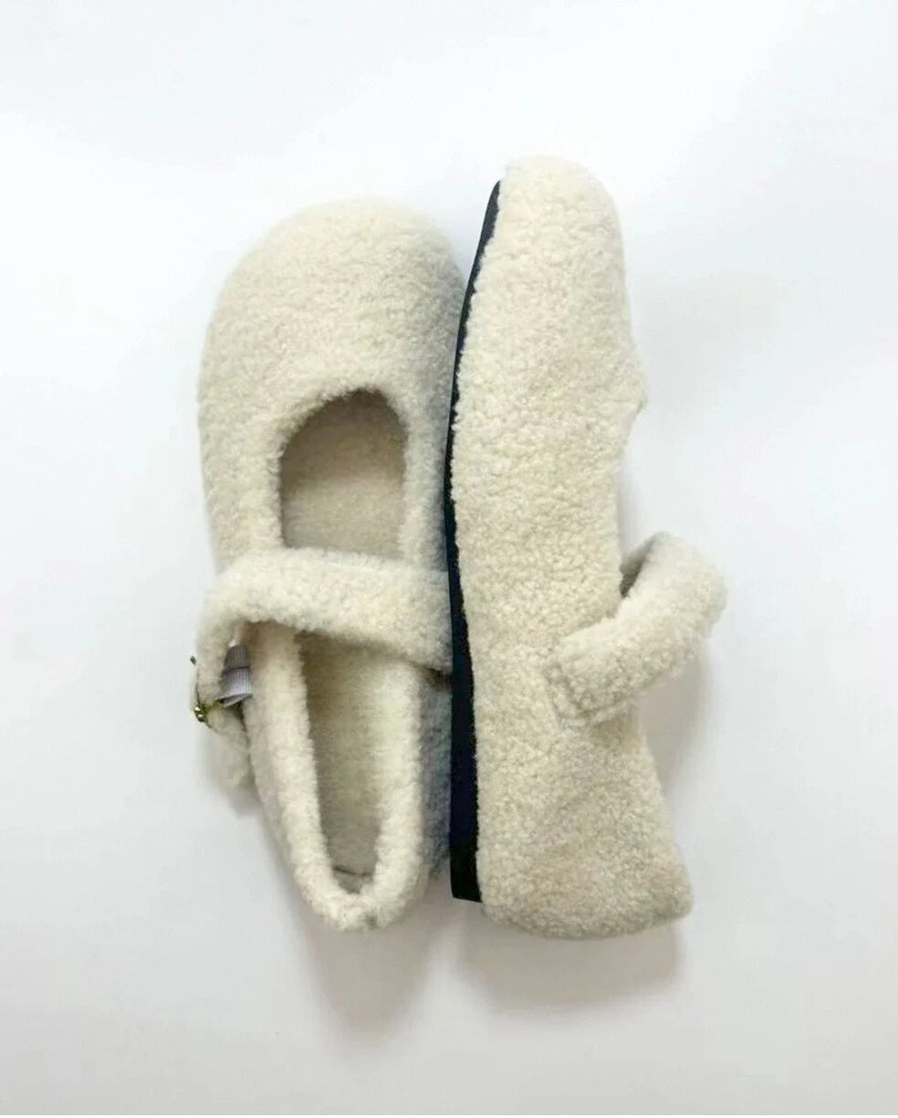 Faux Fur Mary Jane Flats