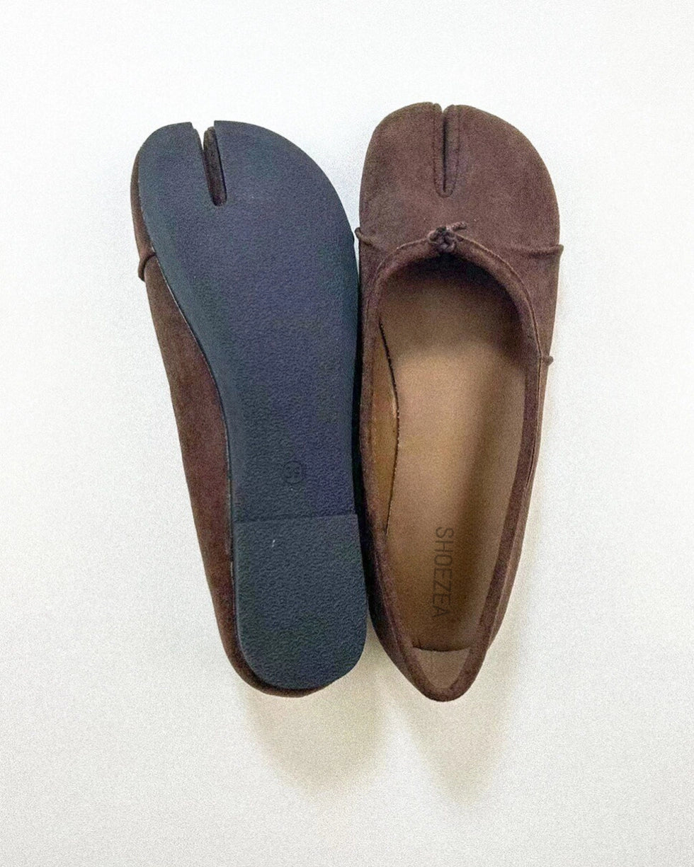 Suede Wrinkles Tabi Flats