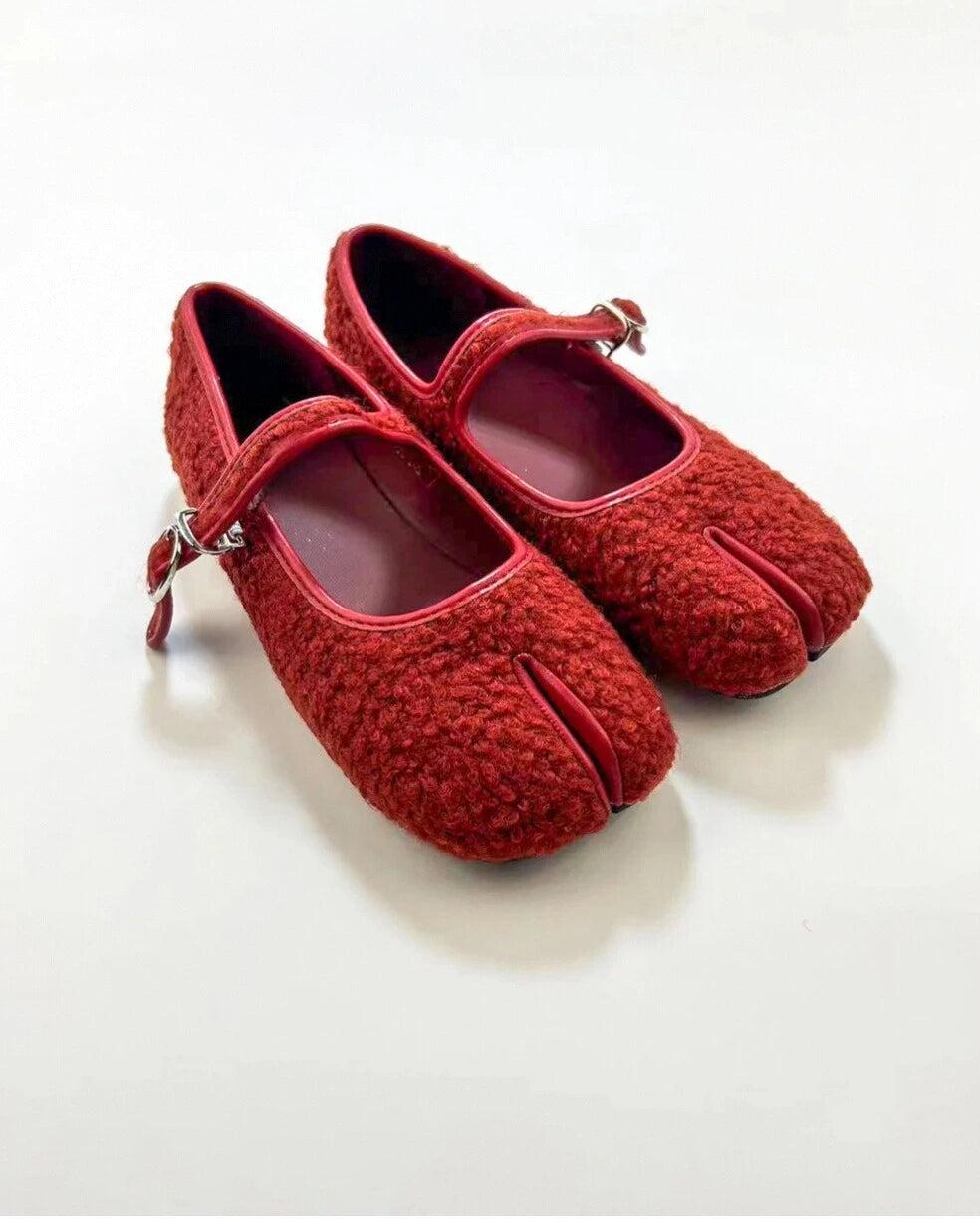 Faux Plush Tabi Mary Janes