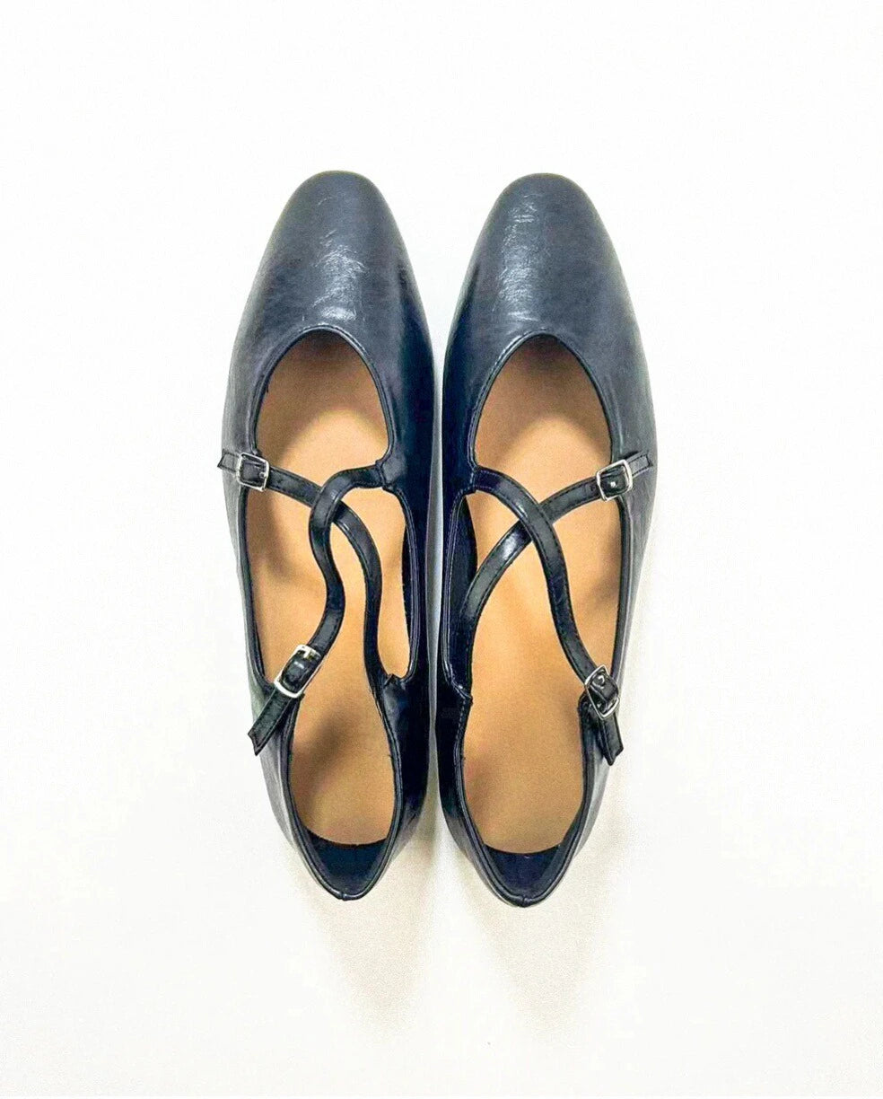 Cross Straps Point Toe Mary Janes