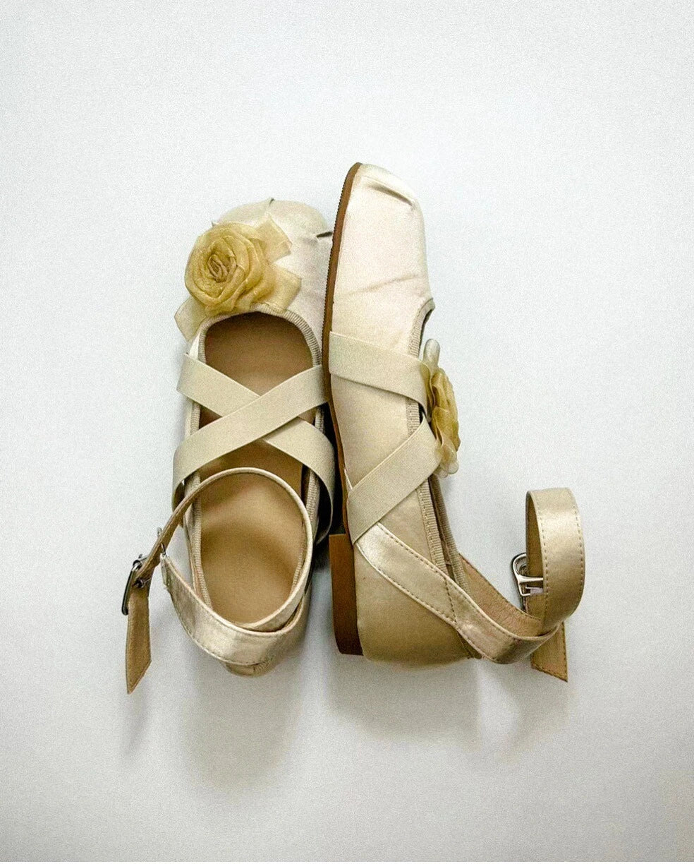 Asymmetrical Flower Ballet Flats