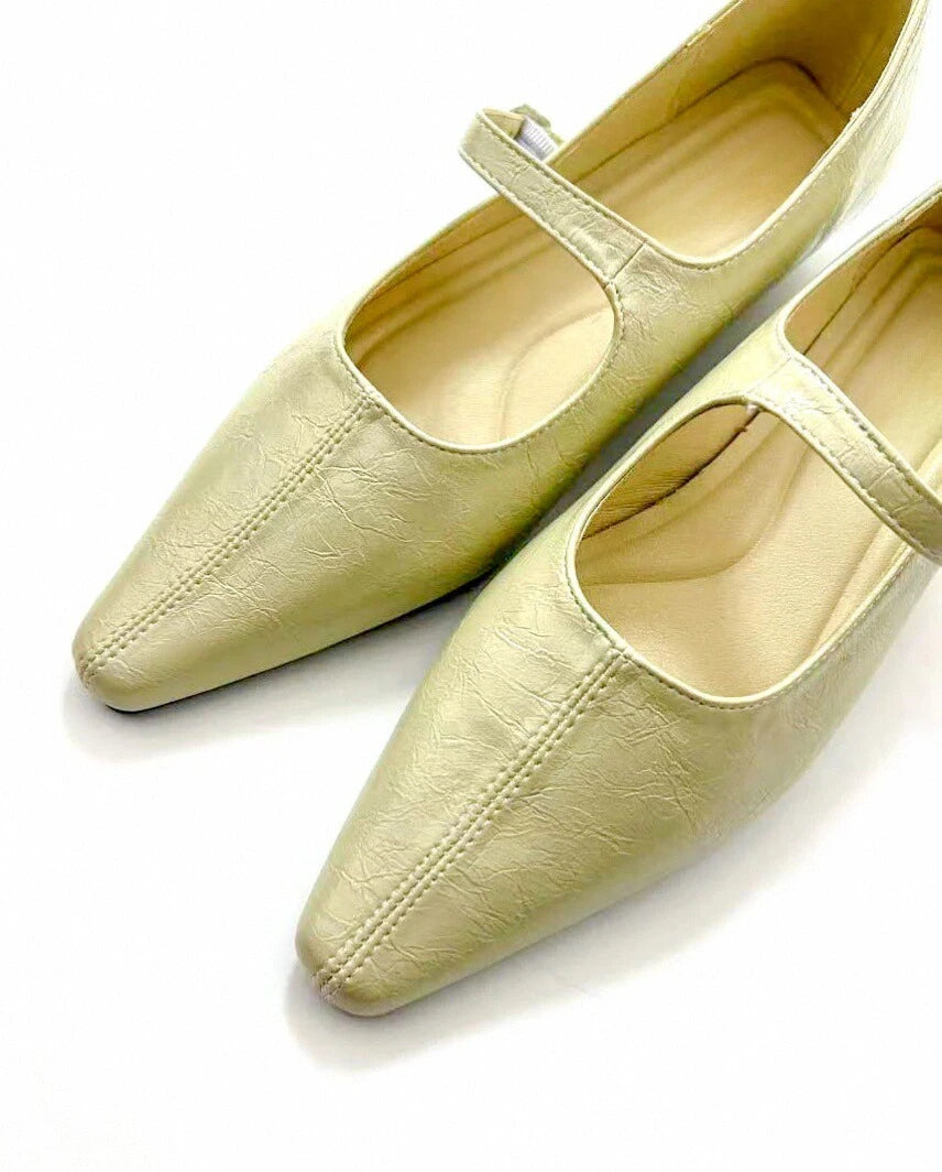 Point Toe Wedge Heel Mary Janes