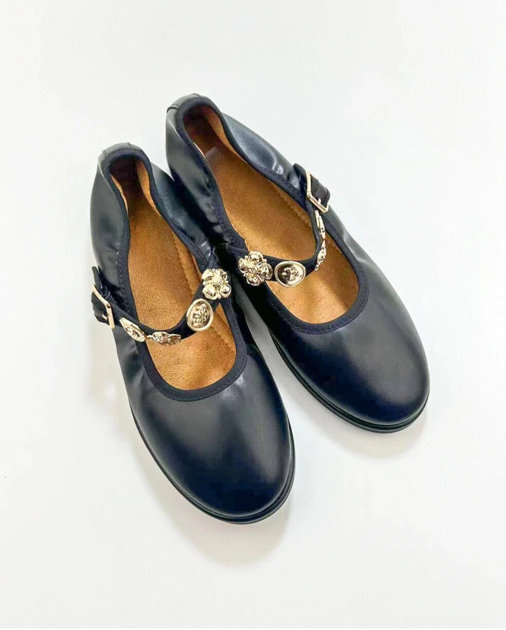 Metal Strap Round Toe Mary Janes