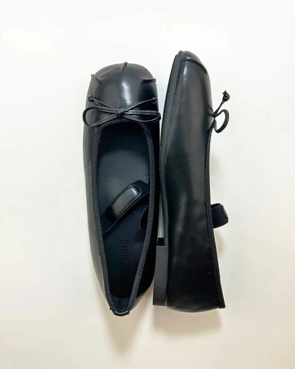 Satin Bow Tie Ballet Flats