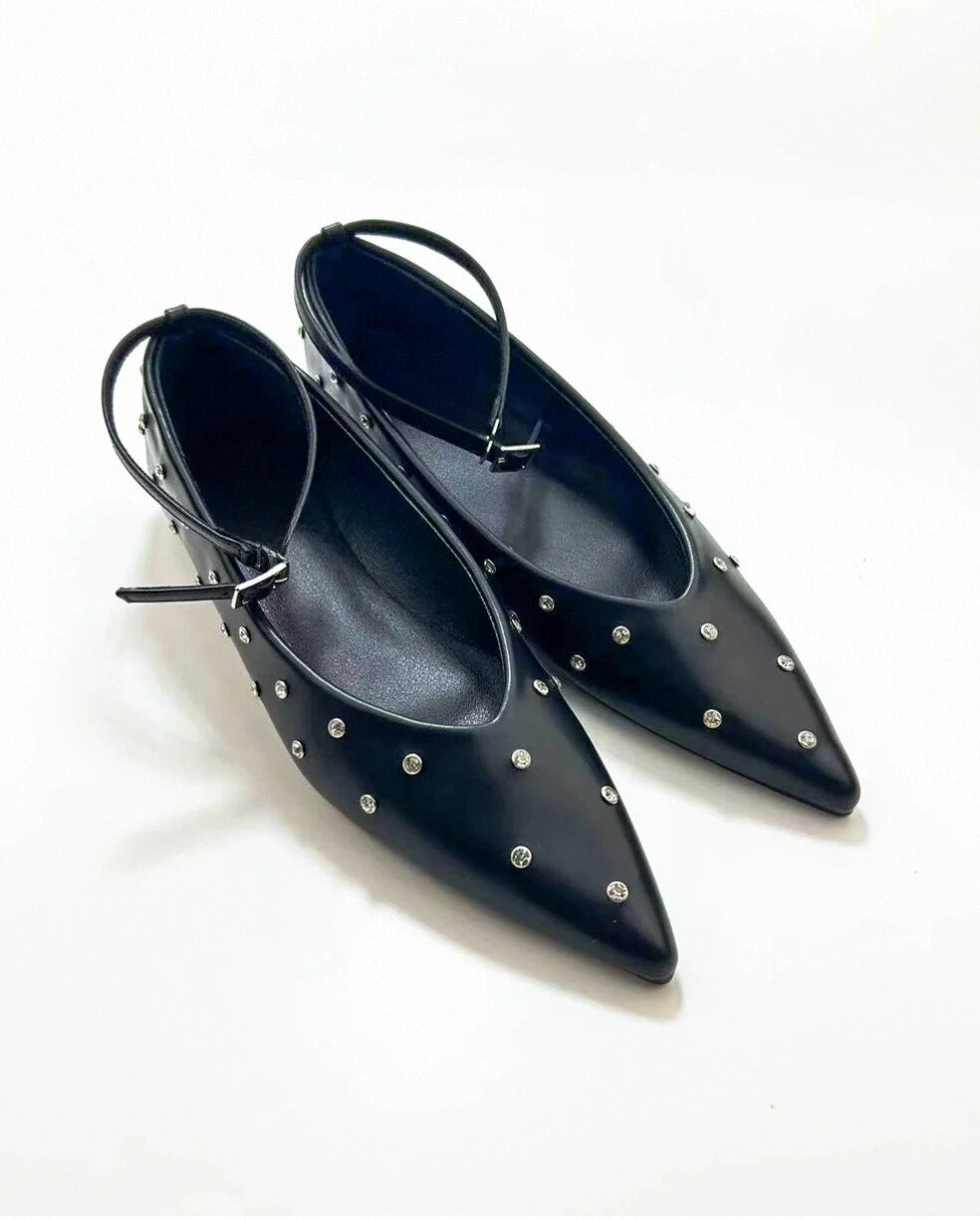 Studded Point Toe Ballet Flats