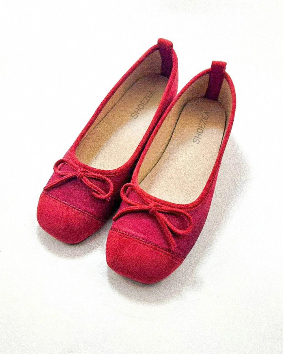 Round Toe Tie Bow Ballet Flats
