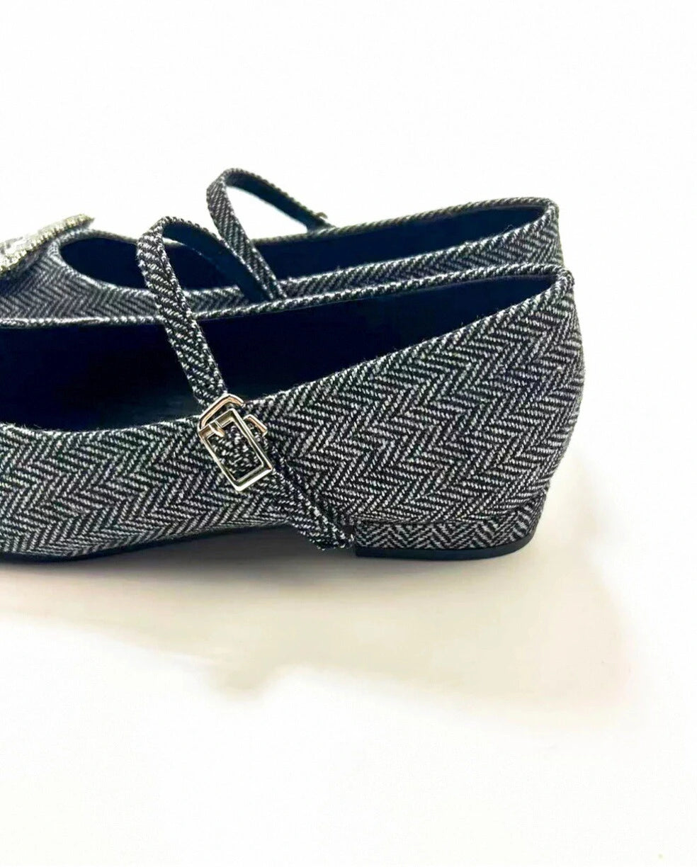 Rhinestones Plaid Mary Janes