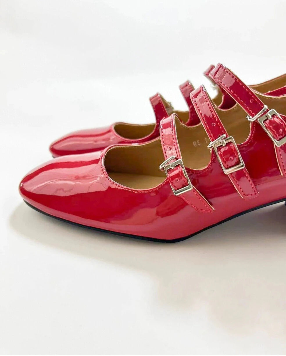 Three Buckle Heeled Mary Janes