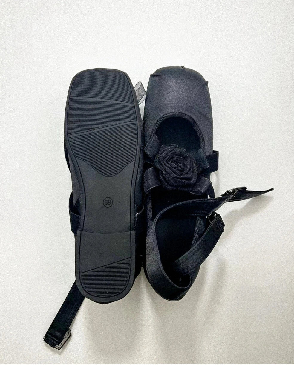 Asymmetrical Flower Ballet Flats