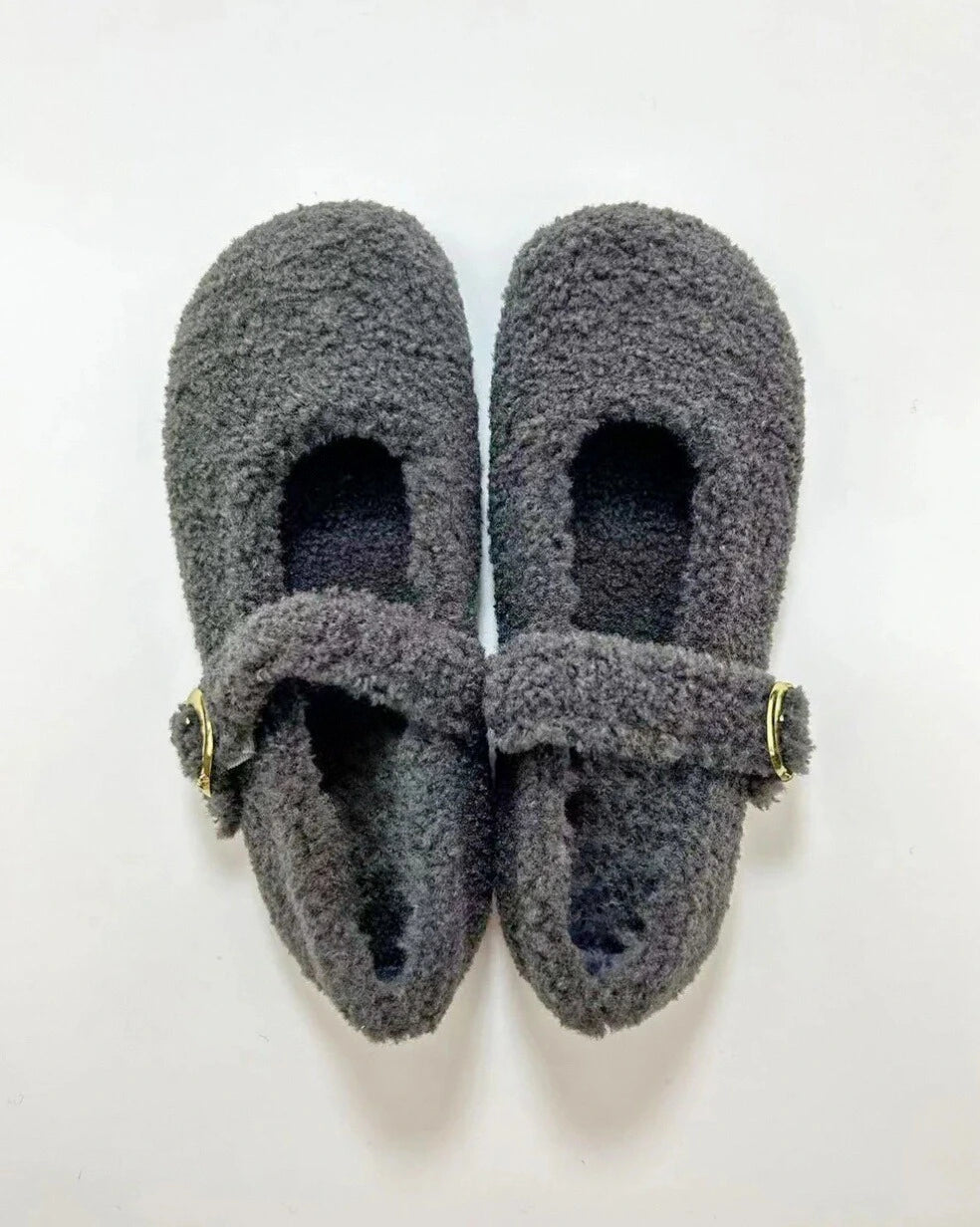 Faux Fur Mary Jane Flats