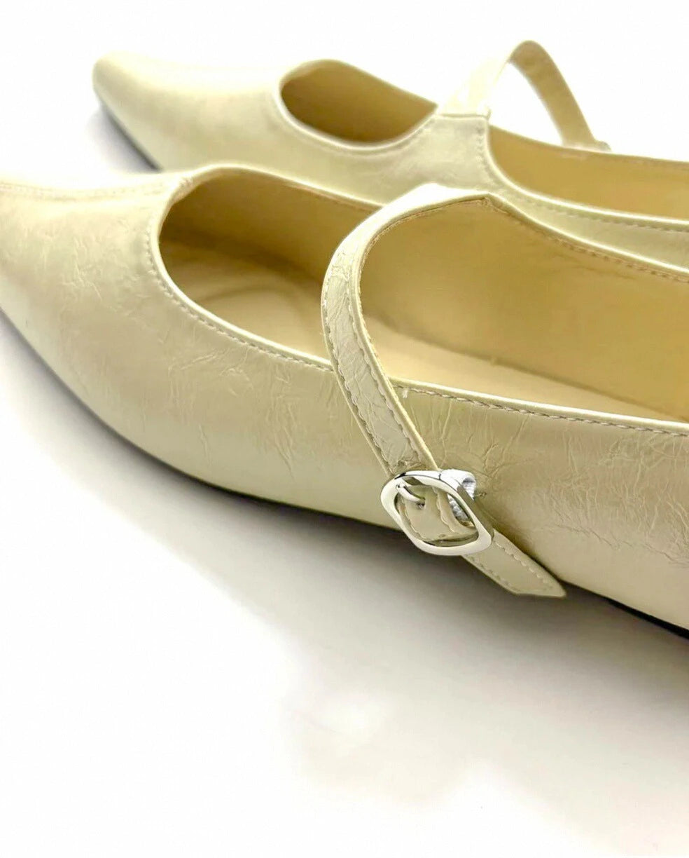Point Toe Wedge Heel Mary Janes