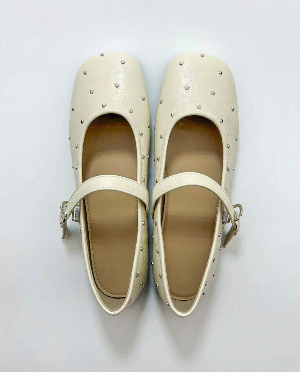 Studded Square Toe Mary Janes