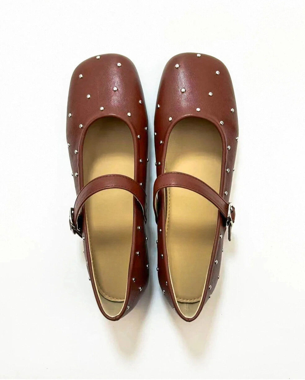 Studded Square Toe Mary Janes