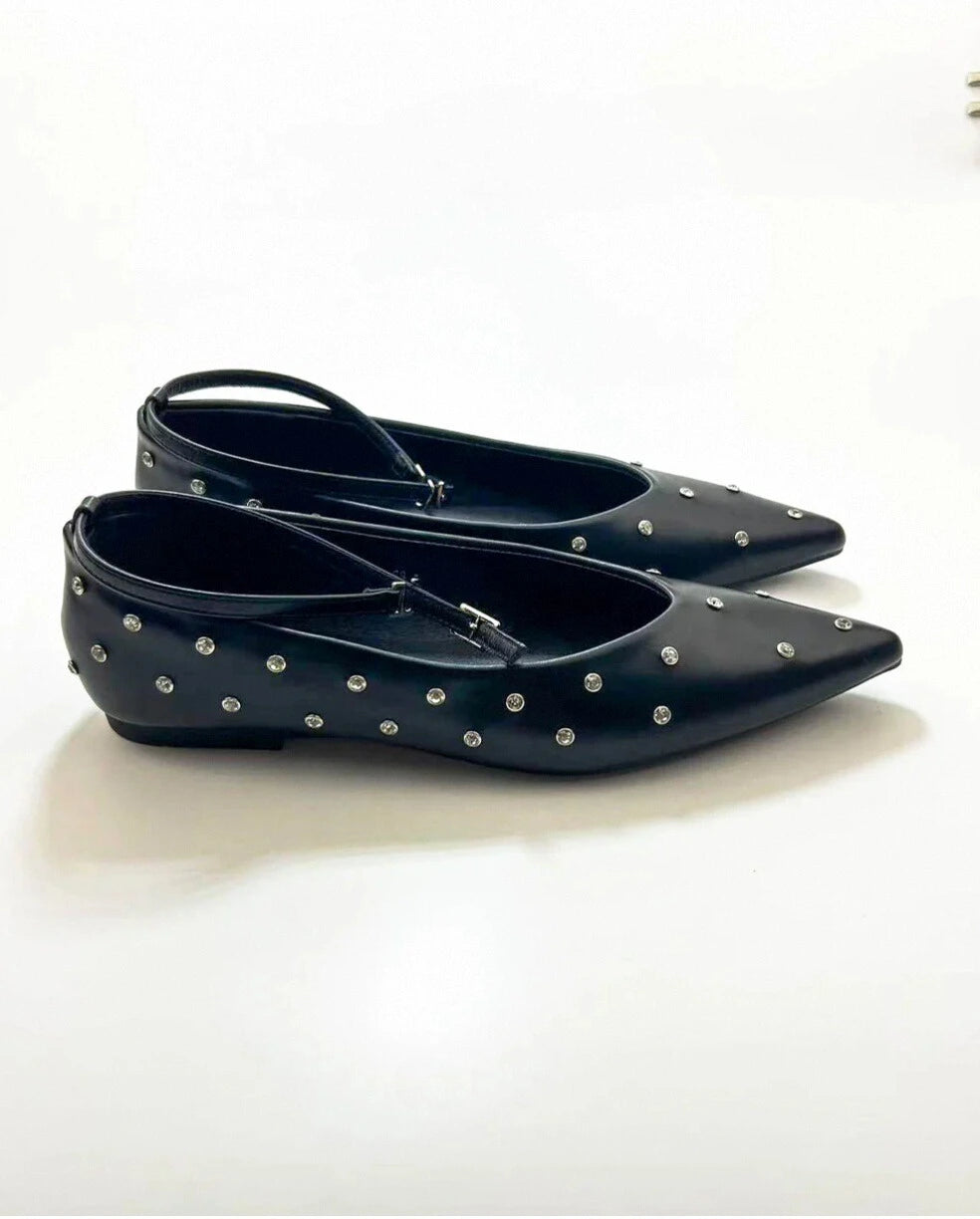 Studded Point Toe Ballet Flats