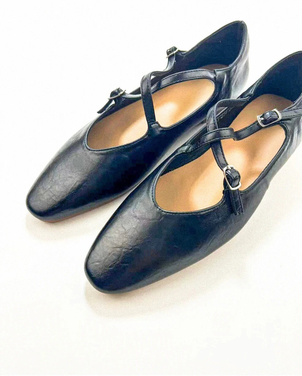 Cross Straps Point Toe Mary Janes