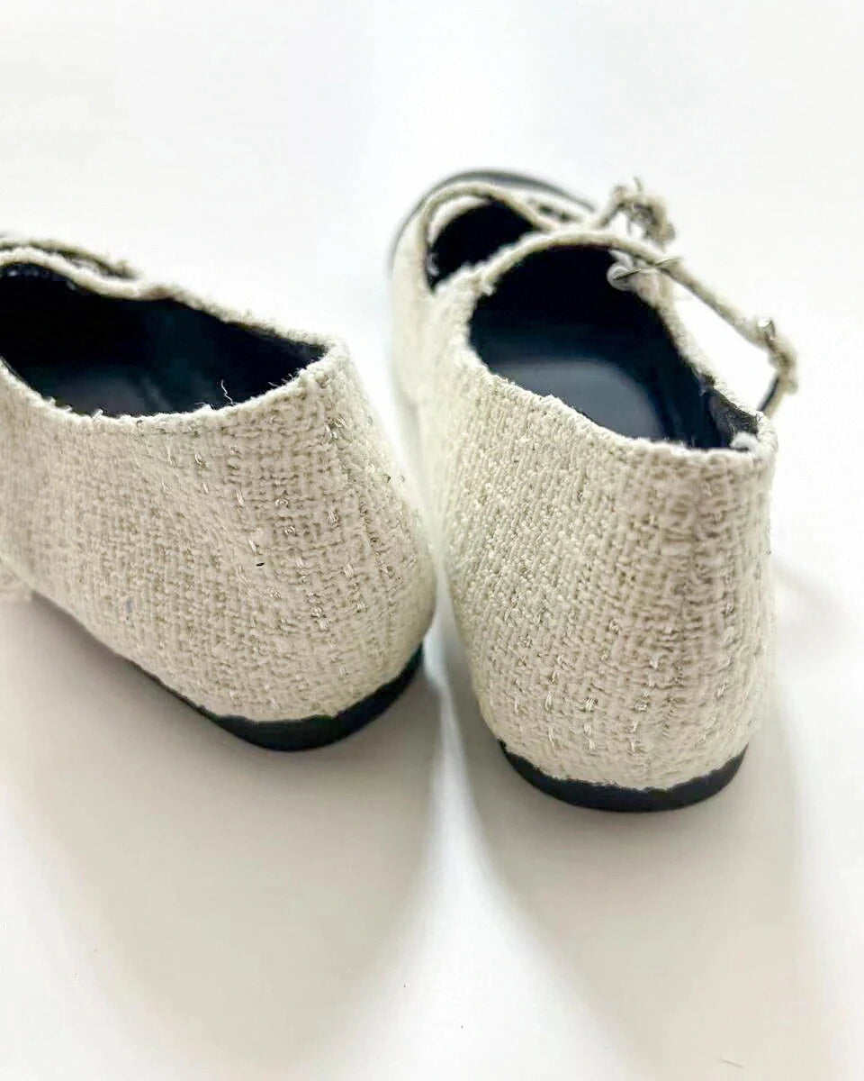 Color Block Double Straps Flats