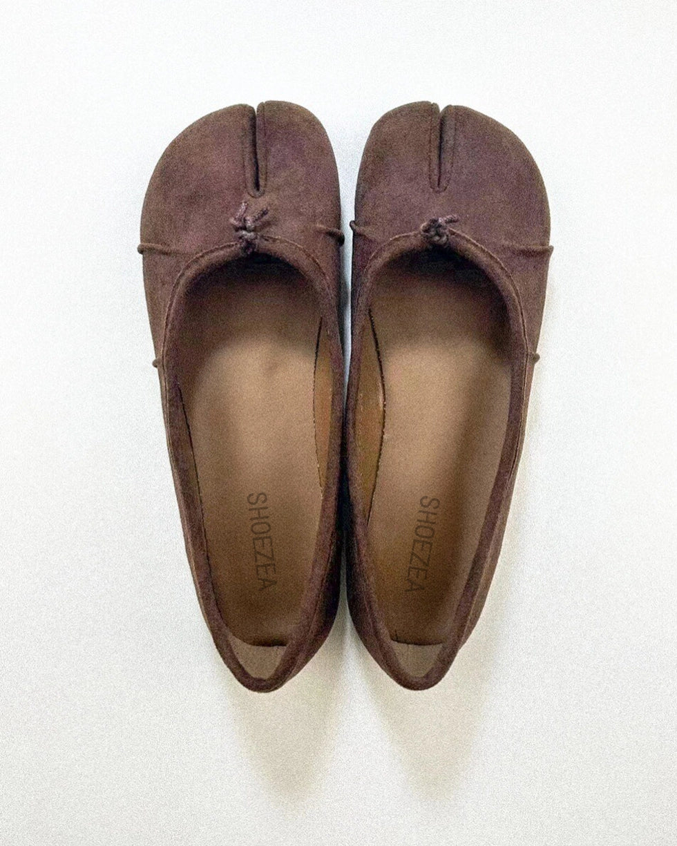 Suede Wrinkles Tabi Flats