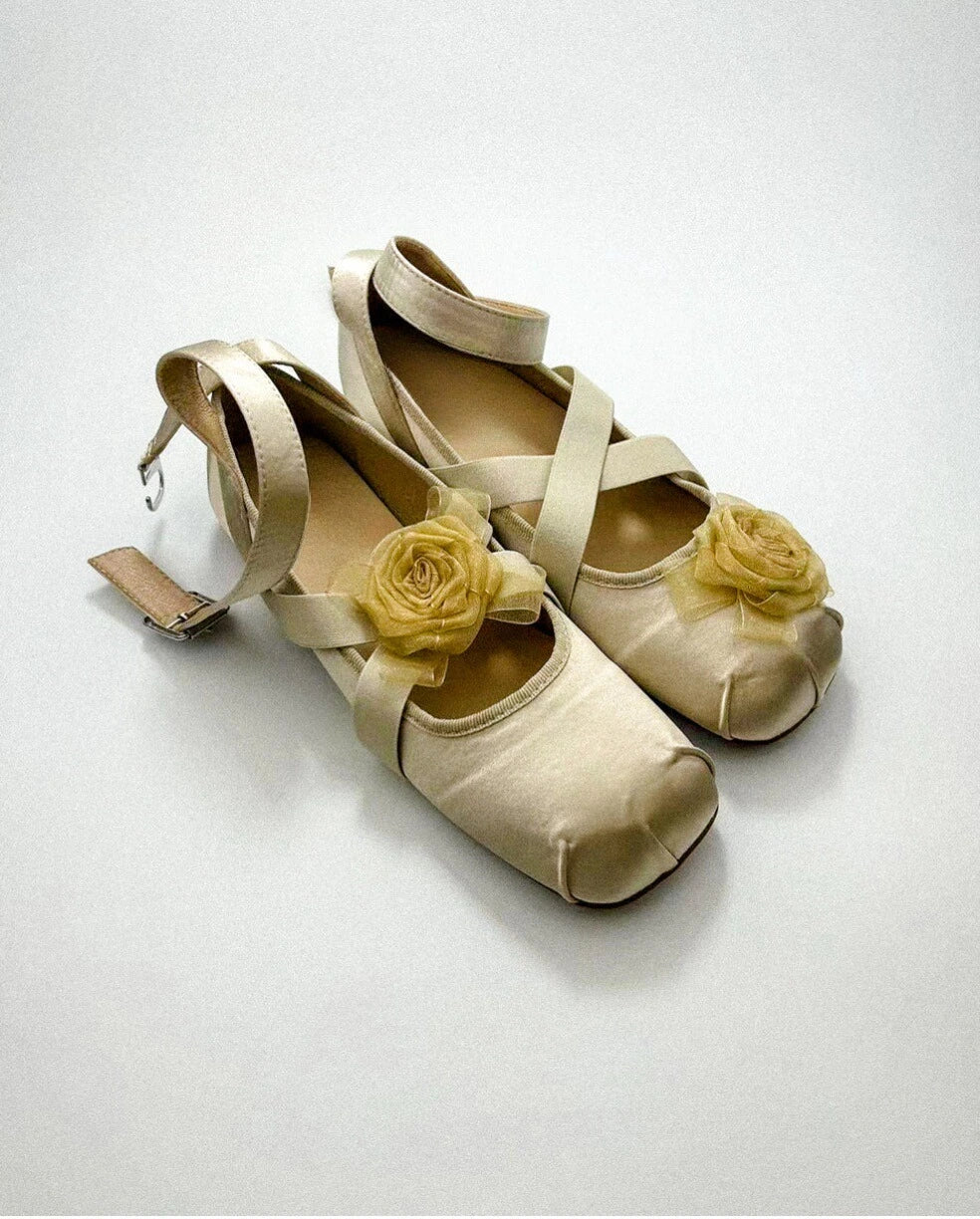 Asymmetrical Flower Ballet Flats