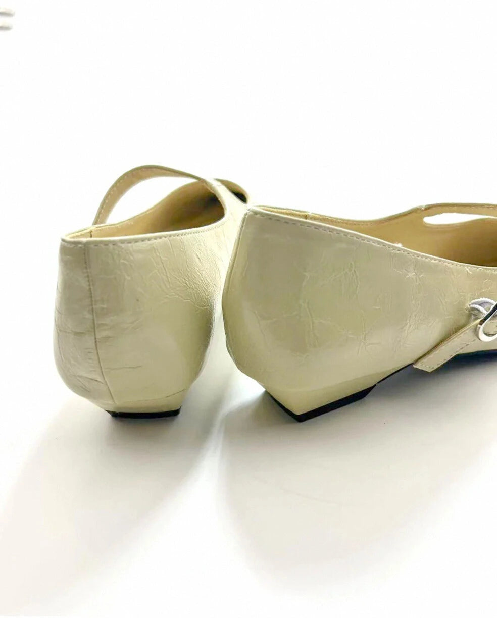 Point Toe Wedge Heel Mary Janes
