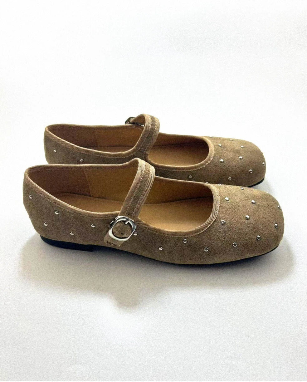 Studded Suede Mary Janes