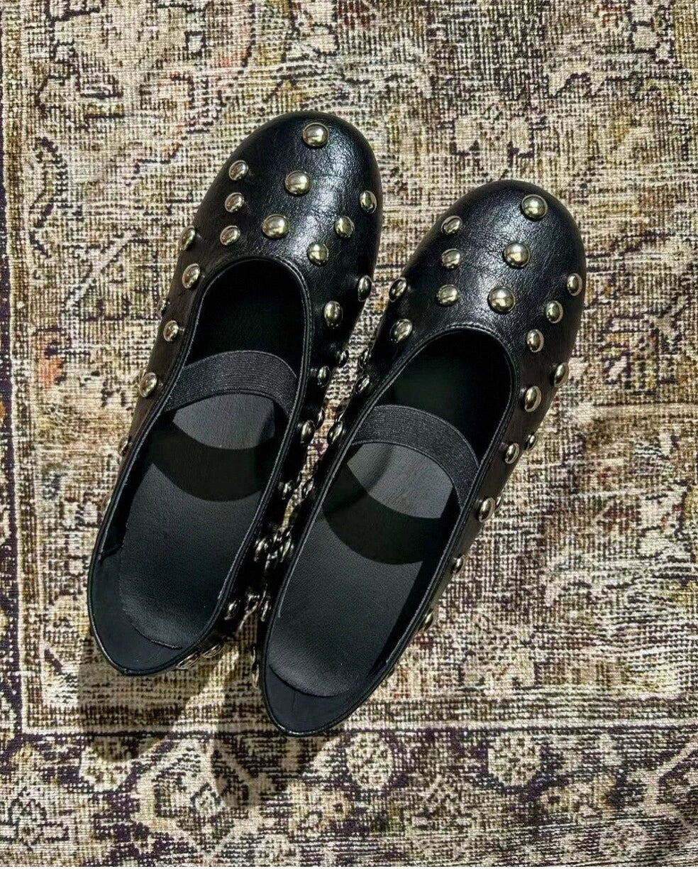 Studded Single Band Ballet Flats