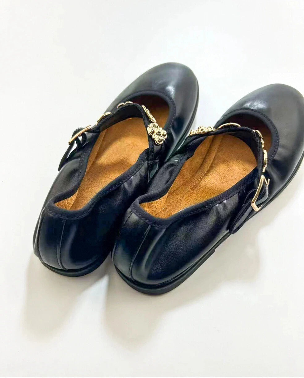 Metal Strap Round Toe Mary Janes
