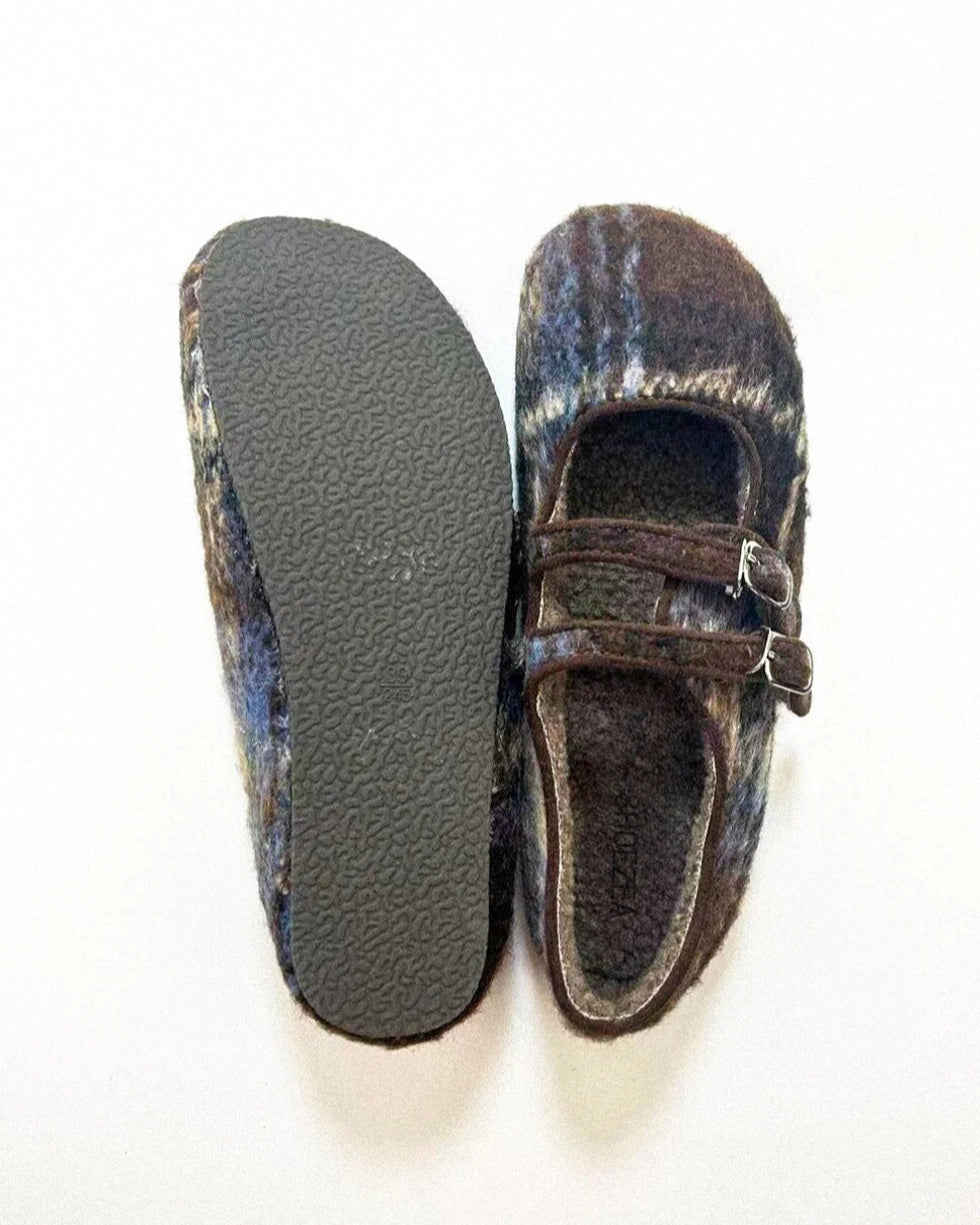 Faux Fur Lattice Double Straps Flats