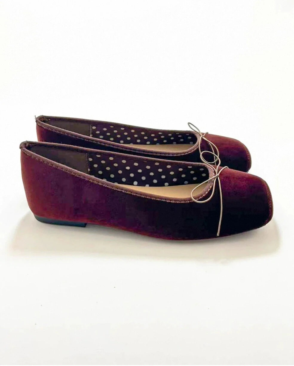 Suede Plain Toe Ballet Flats