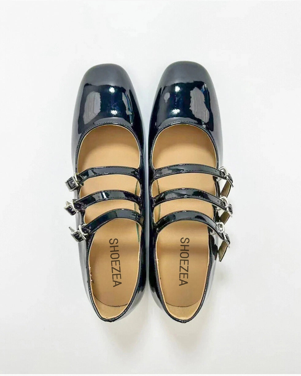 Three Buckle Heeled Mary Janes
