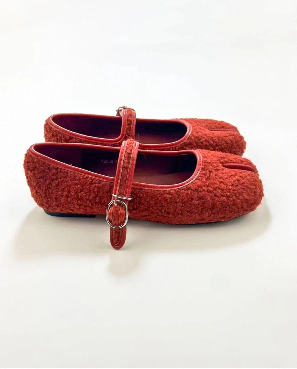 Faux Plush Tabi Mary Janes