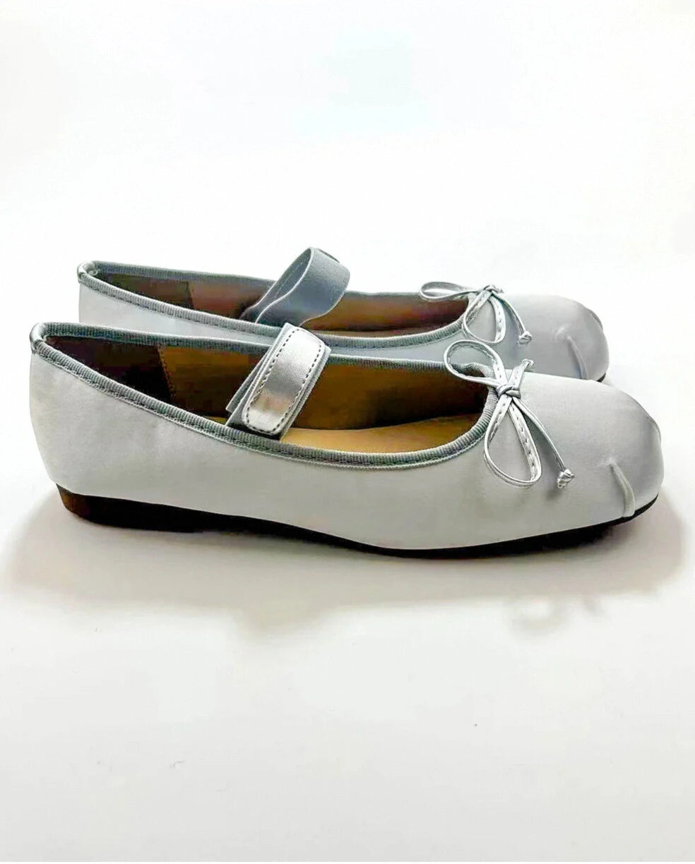 Satin Bow Tie Ballet Flats