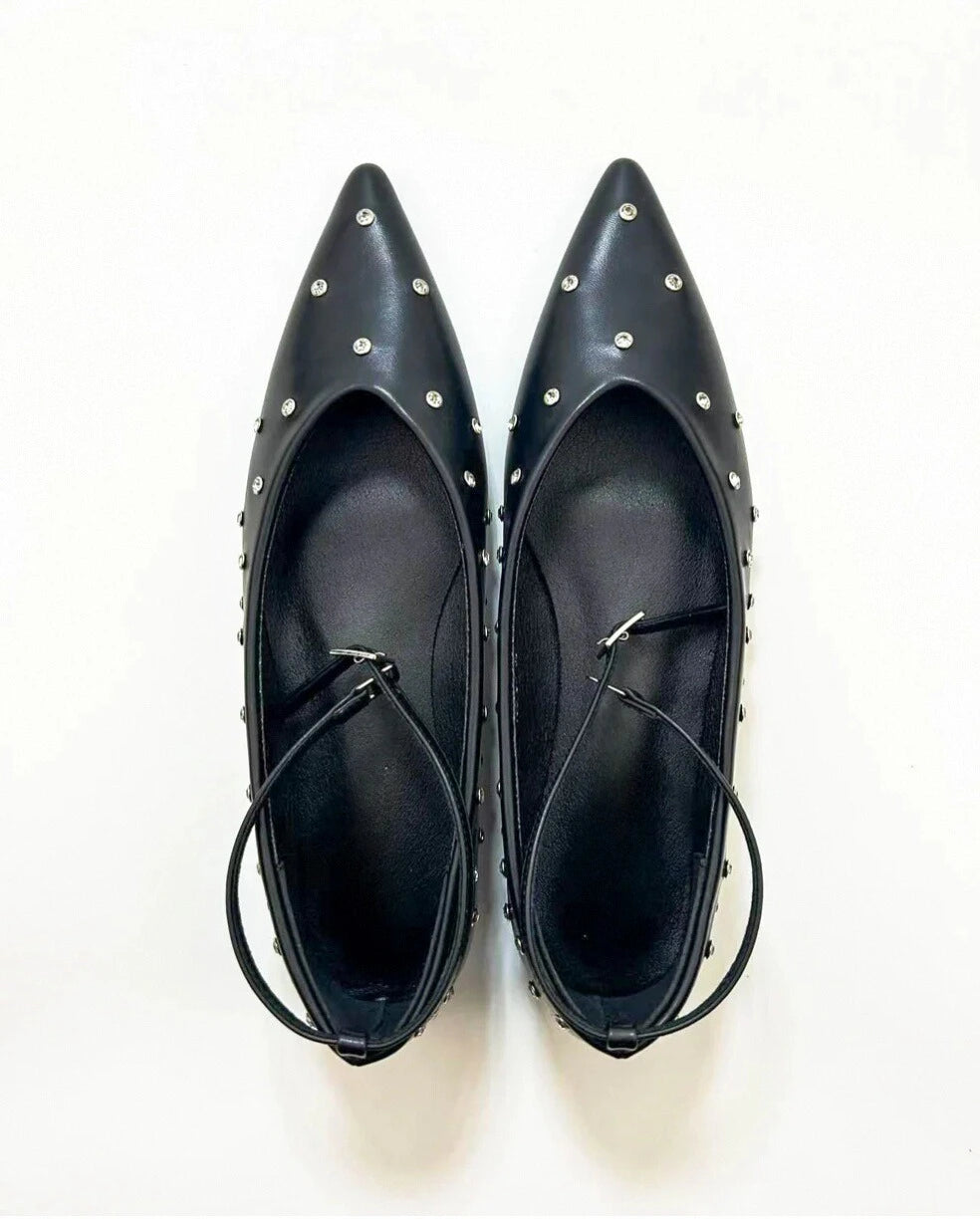 Studded Point Toe Ballet Flats