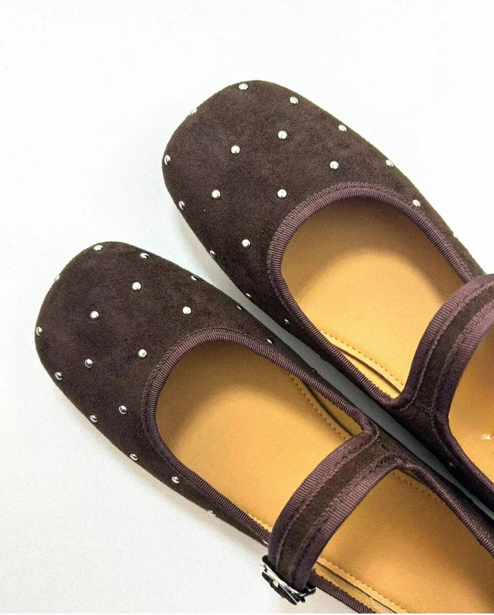 Studded Suede Mary Janes