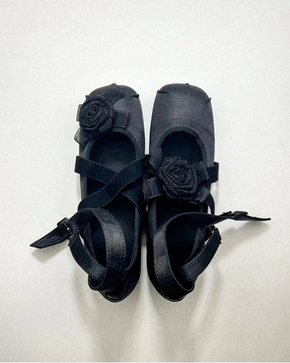 Asymmetrical Flower Ballet Flats