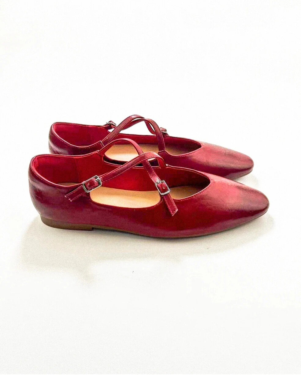 Cross Straps Point Toe Mary Janes