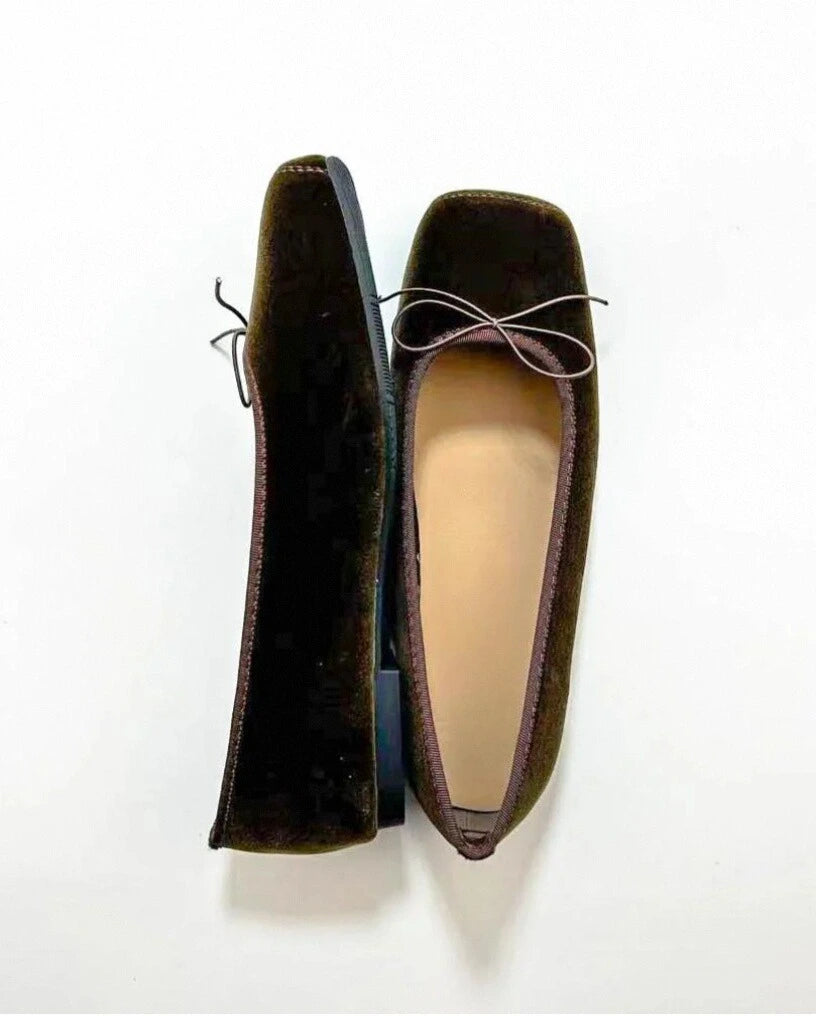 Suede Plain Toe Ballet Flats