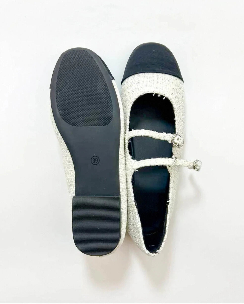 Color Block Double Straps Flats