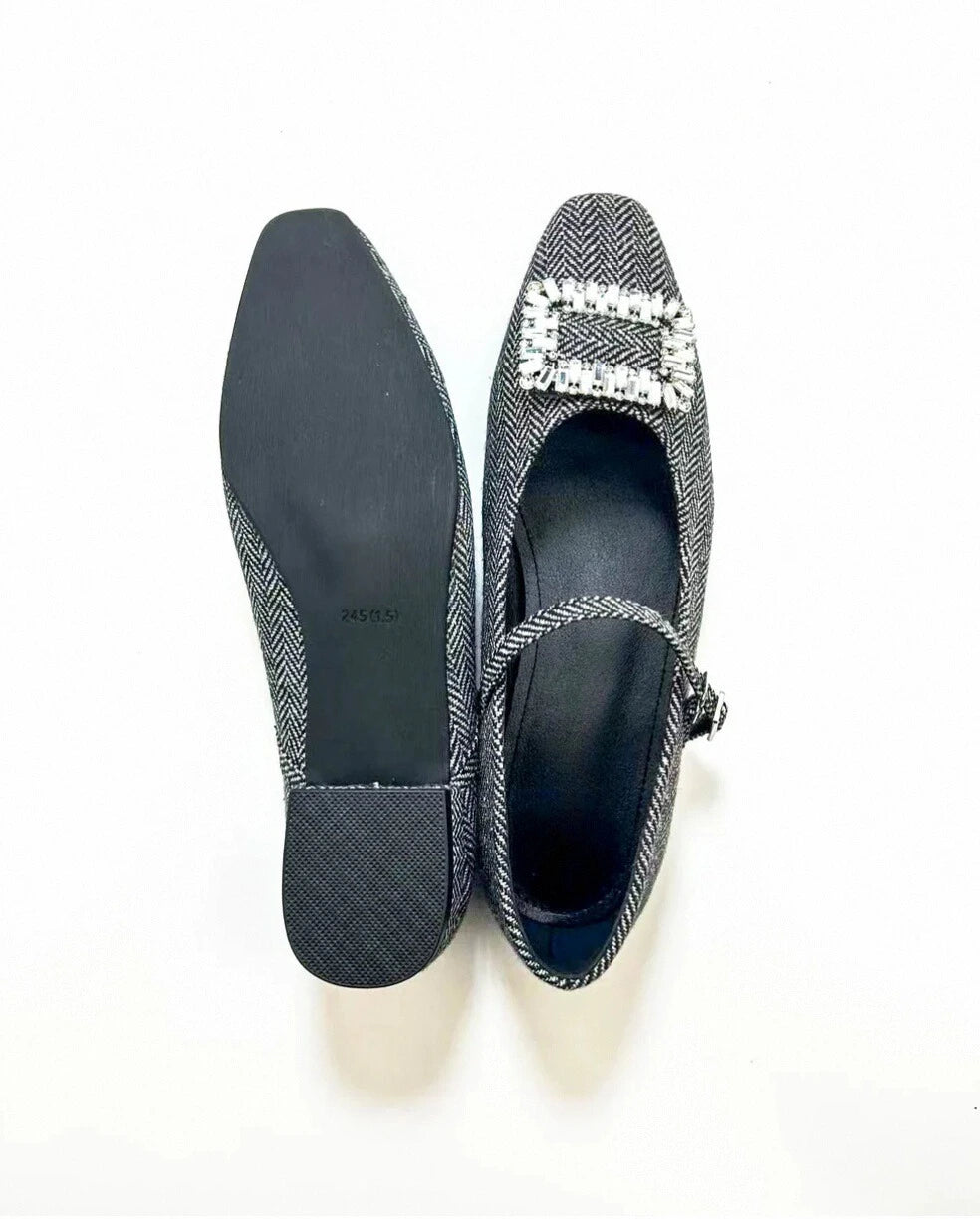 Rhinestones Plaid Mary Janes