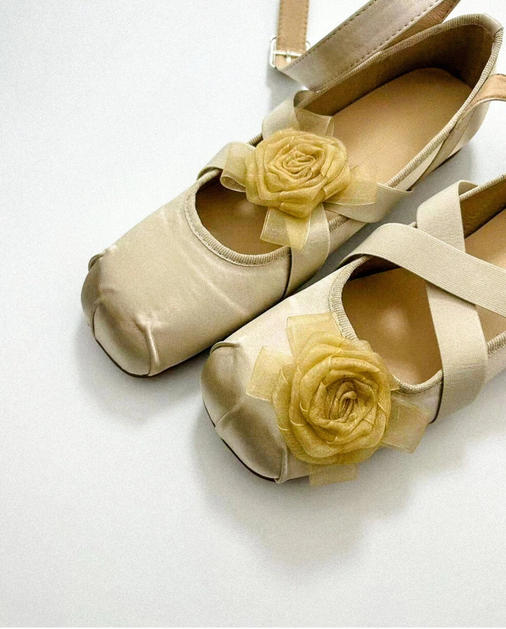Asymmetrical Flower Ballet Flats