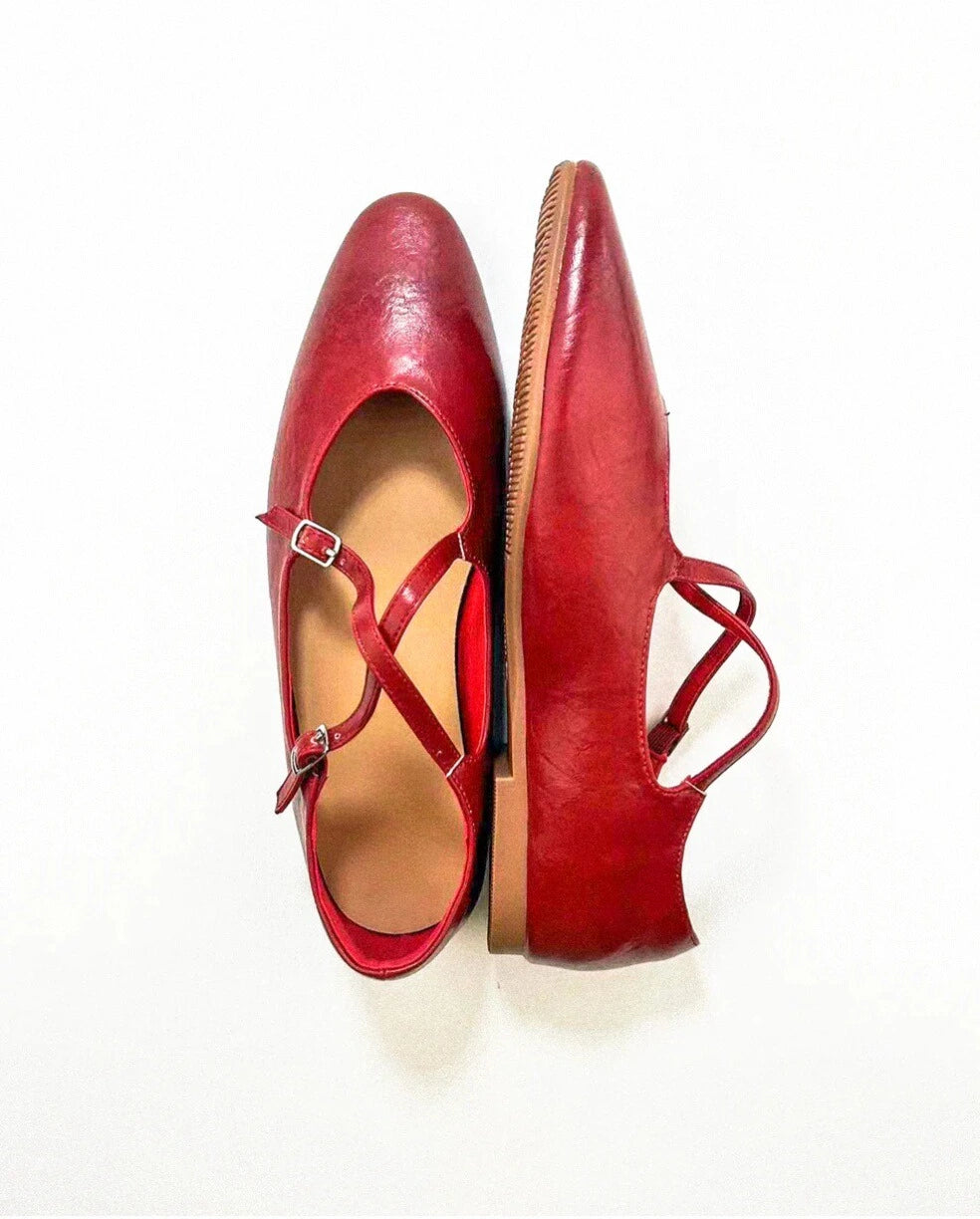 Cross Straps Point Toe Mary Janes
