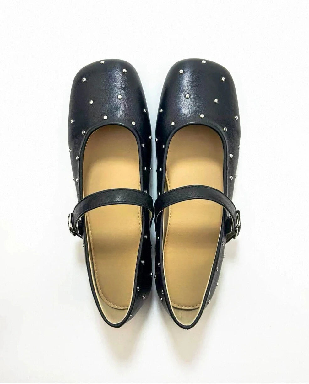 Studded Square Toe Mary Janes