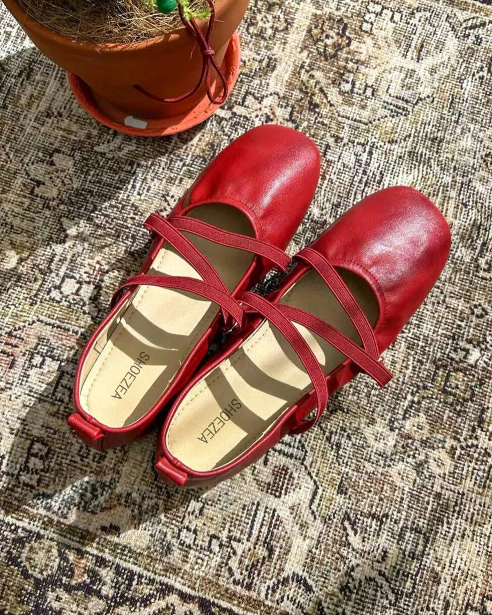 Cross Straps Foldable Ballerinas