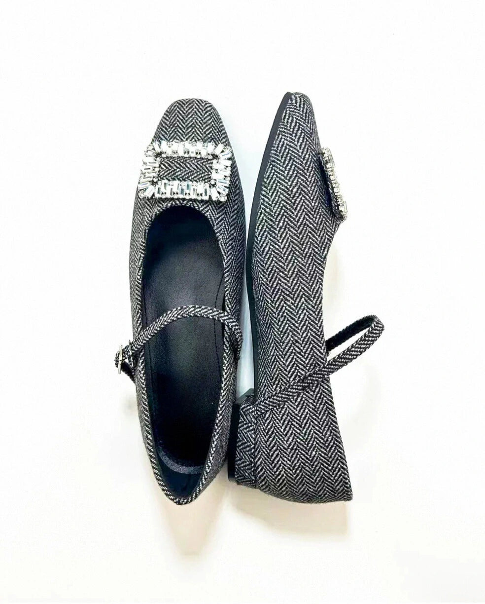 Rhinestones Plaid Mary Janes