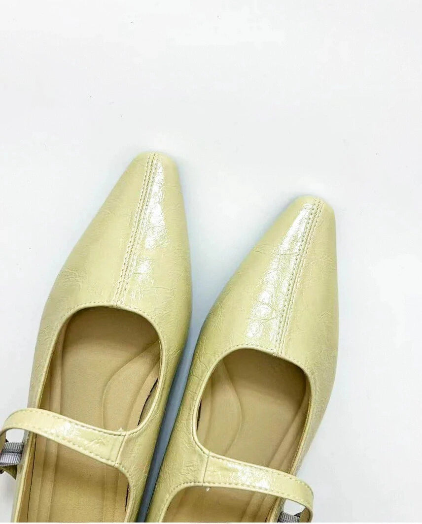 Point Toe Wedge Heel Mary Janes