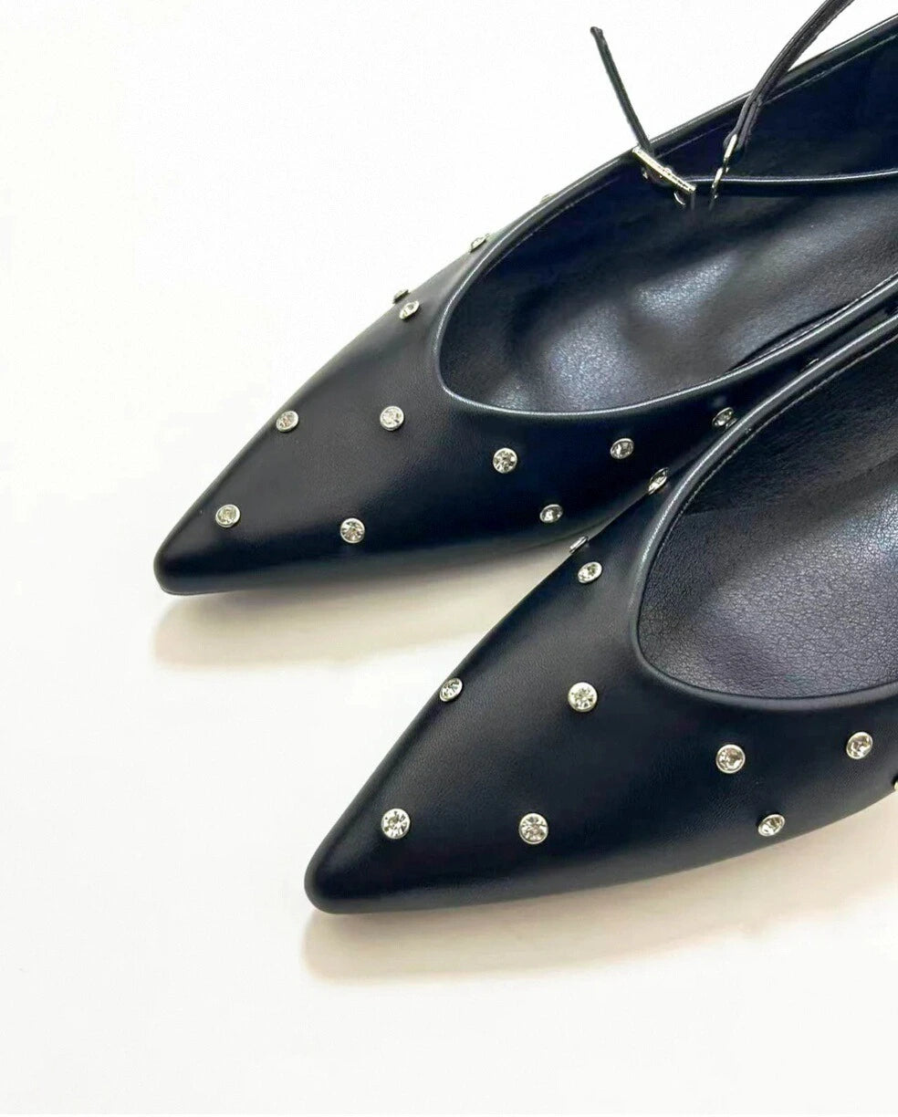 Studded Point Toe Ballet Flats