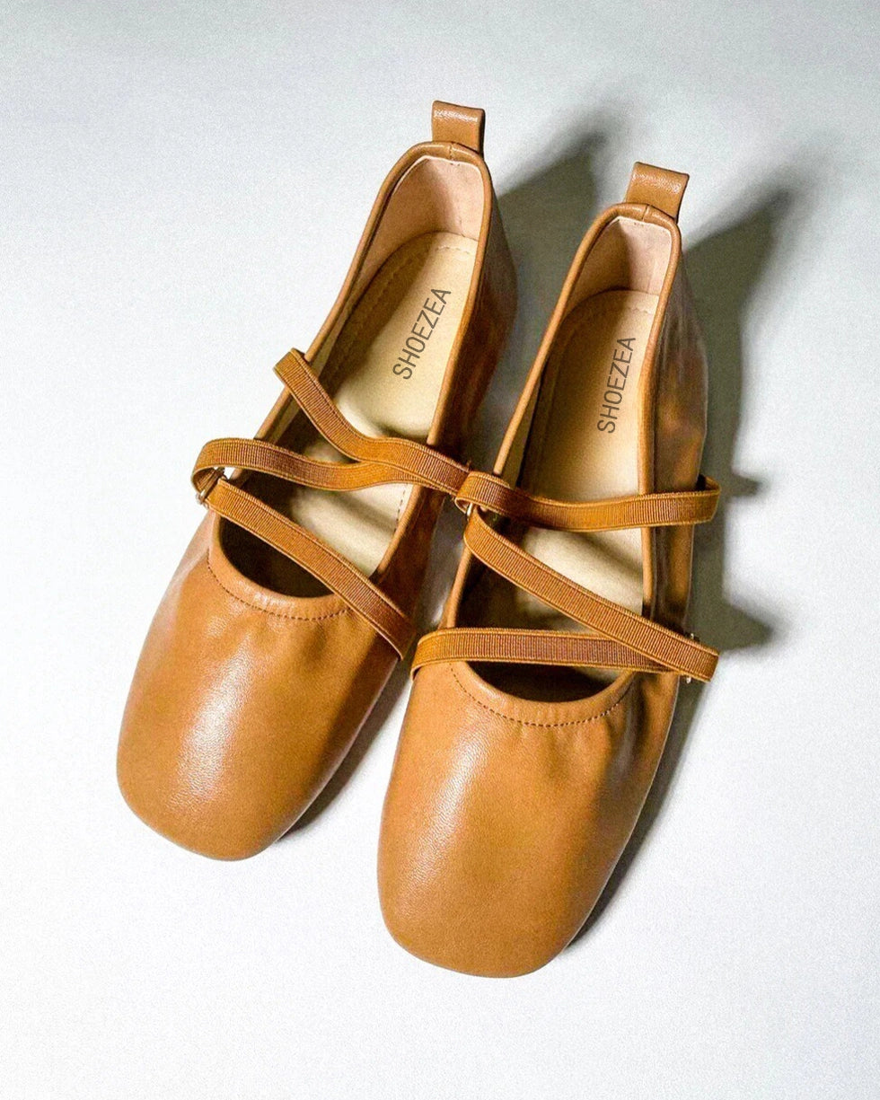 Cross Straps Foldable Ballerinas